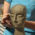 Landis sculpting her Lady